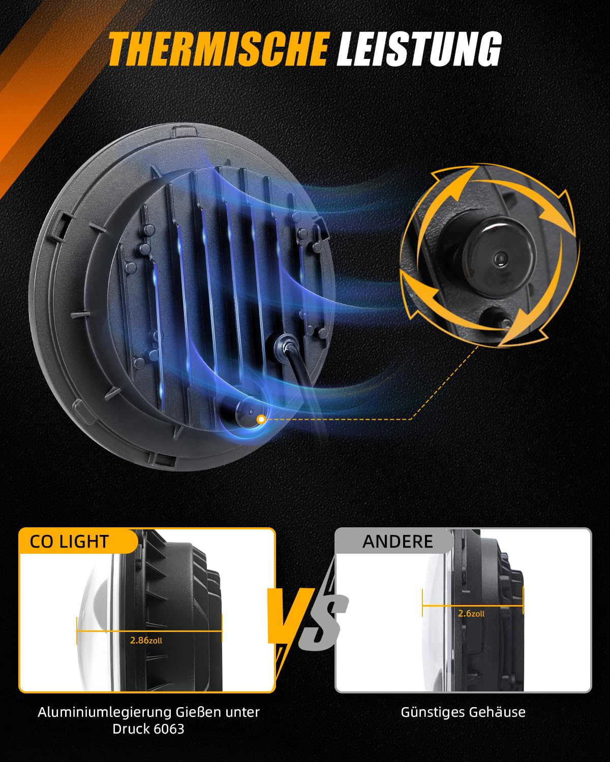 CO LIGHT 7 zoll LED scheinwerfer 150000LM, E-geprüft mit Abblendlicht Fernlicht Amber Halo Blinker, Weißem Tagfahrlicht (DRL) ，für Defender VW T3 G Klasse Wrangler TJ JK LJ Hummer