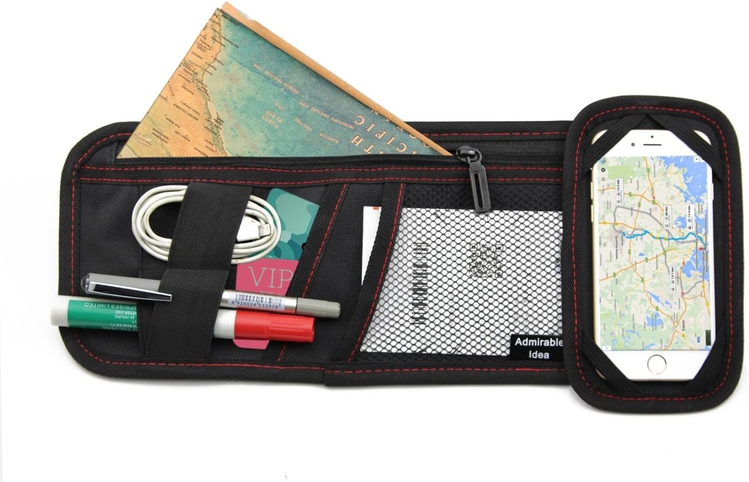 Admirable Idea Car Sun Visor Organizers for Electronic Accessories Auto Visor Accessories Storage Organizer Pockets for Documents CD Cards Sunglass Cellphone USB Cables