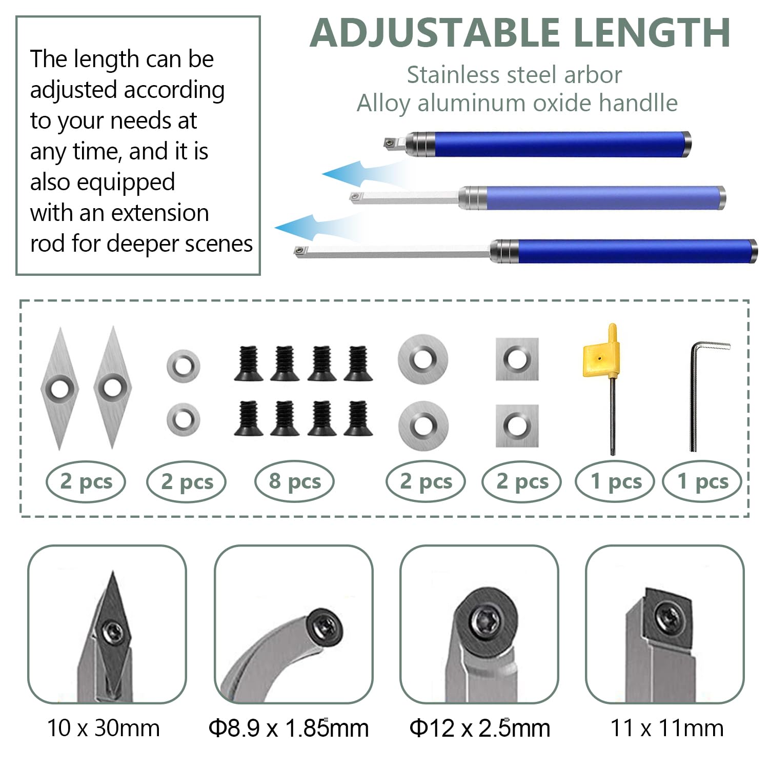 Set Di 25 Scalpelli Per Tornio Legno Professionale - Con Borsa In Alluminio, Lame Intercambiabili E Accessori Per Lavorazione Del Legno - Foto 4