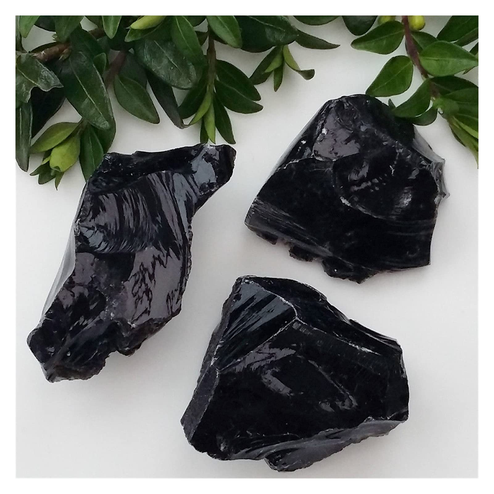 Raw Stones Natural Obsidian Rough Stone Ornaments Rough Obsidian Ore Wool  Carving Material Healing Crystal Stone (Size L)