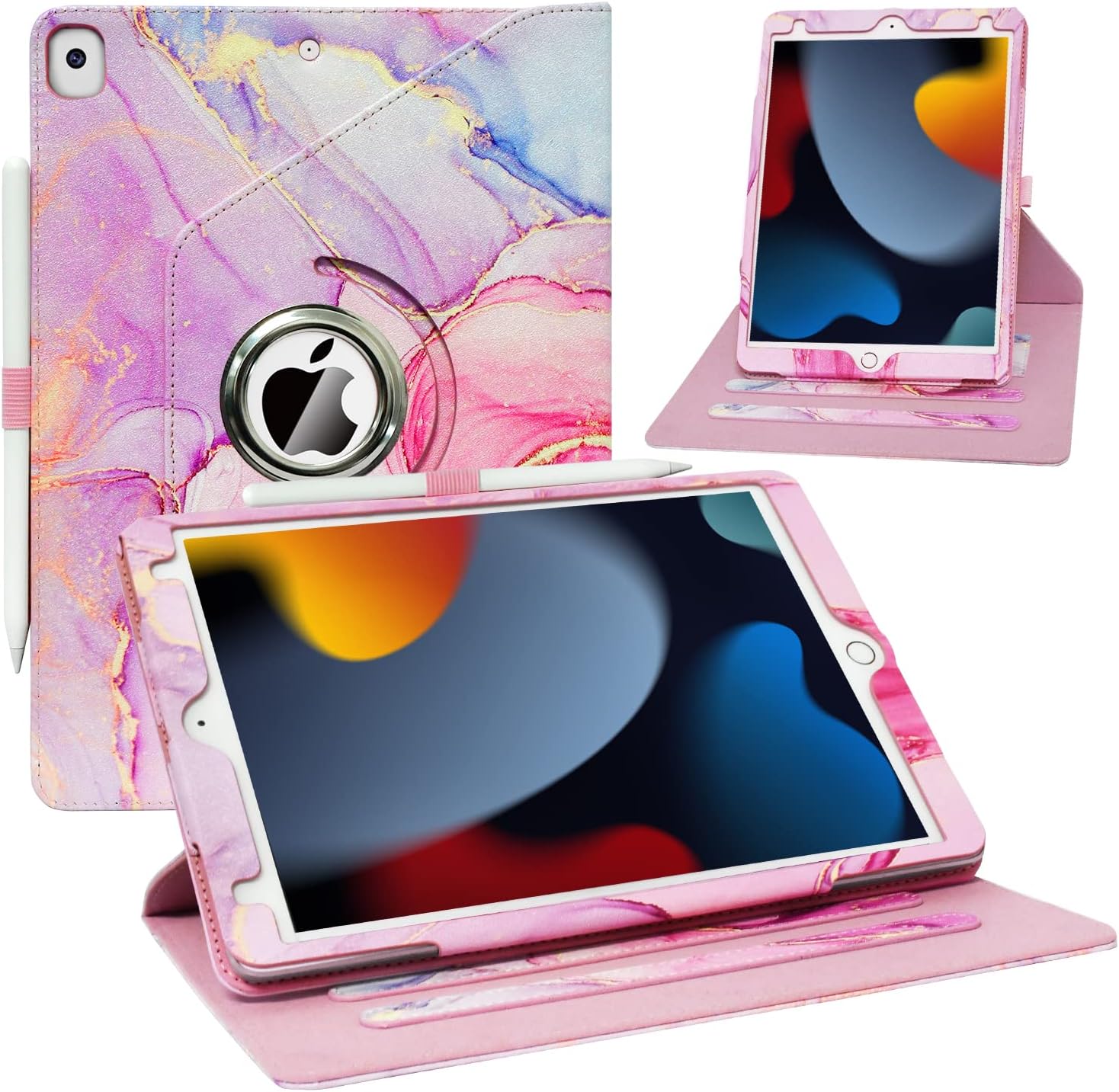 ZoneFoker for New iPad 9th/ 8th/ 7th Generation Case, iPad 10.2 Case, 360 Degree Rotating Multi-Angle Viewing Stand