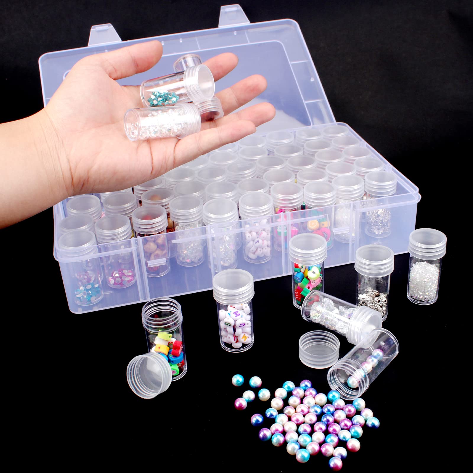Contenedores de Almacenamiento de Pintura de Diamante 60 Rejillas 60 Rejillas de Compartimento Transparente de Almacenamiento de Bordado para DIY Uñas Joyas Bricolaje 5D Painting