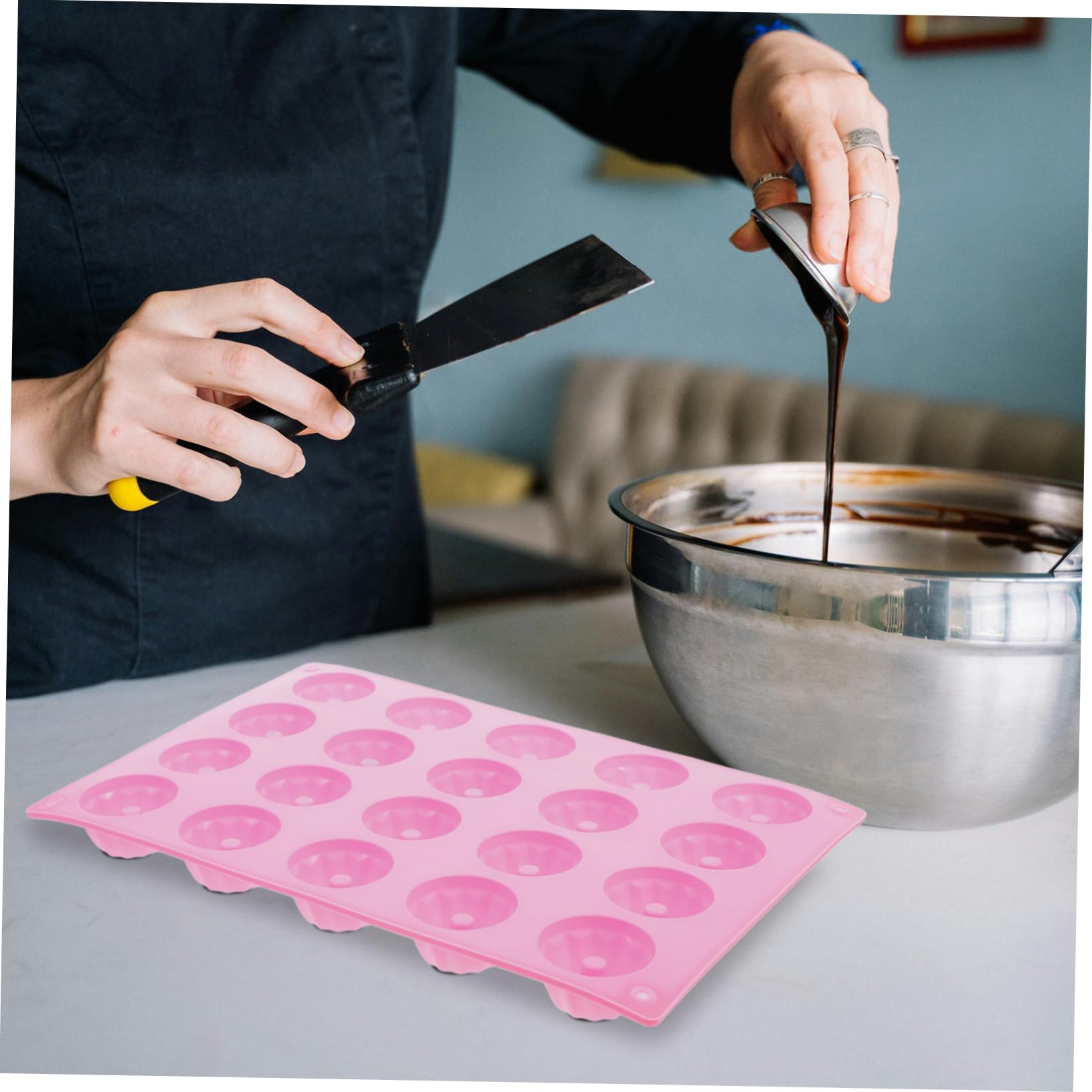 TOYANDONA Molde de Silicona Apto para Horno y Refrigerador para Pasteles 20 Cavidades Adecuado para Hornear Muffins y Alimentos Preparados
