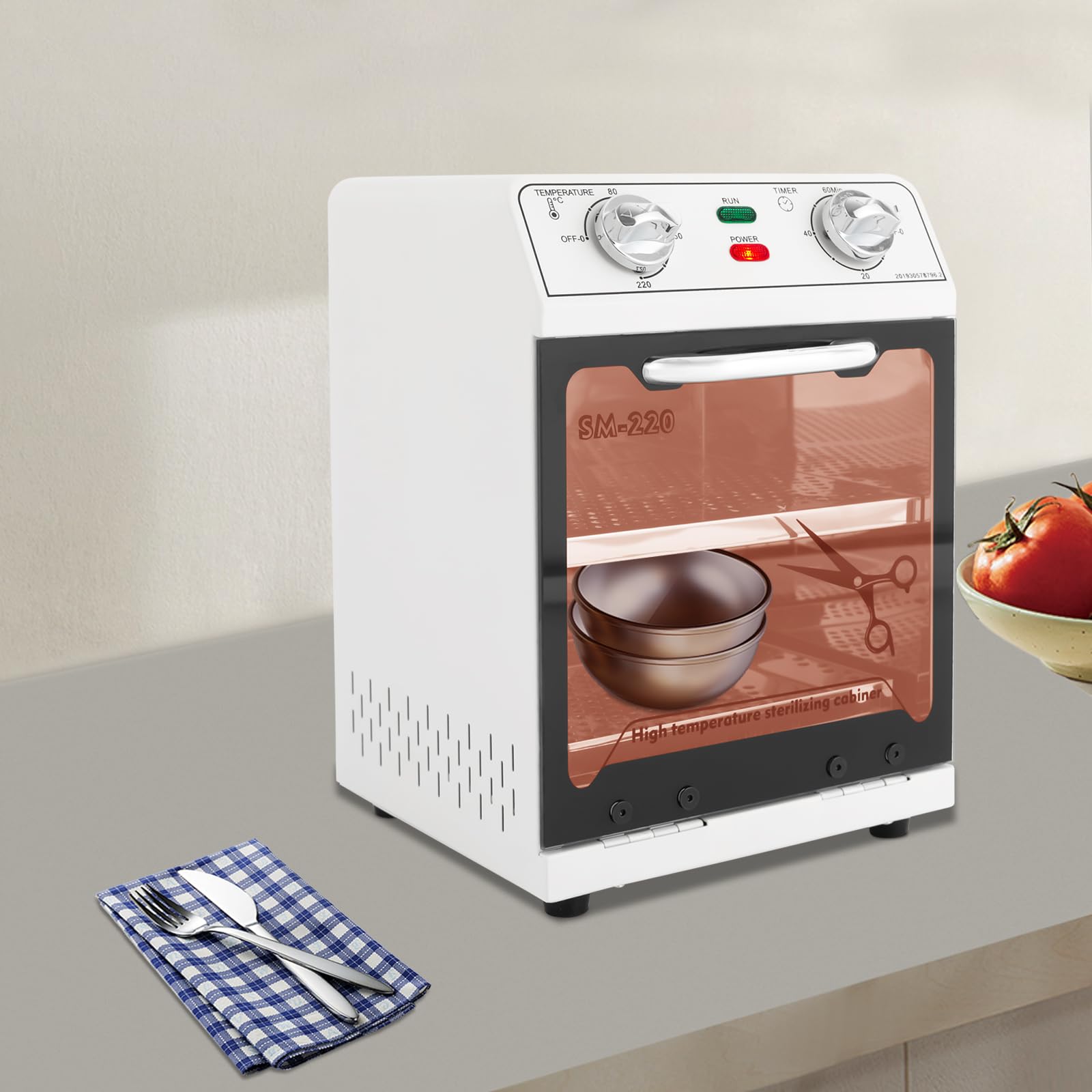 MINRS Sterylizator gorącym powietrzem, sterylizator wysokotemperaturowy, 600 W, 220°C, sterylizator z regulowanym timerem, do narzędzi do paznokci, kosmetyków, pielęgnacji stóp, salonu piękności,