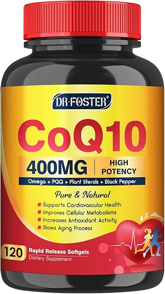 CoQ10 400mg SoftGels COQ10 - CQ10 Coenzyme Q10 Supplement, Plus PQQ, Omega 3, and Vitamin E, for Heart and Cellular Energy, 120 Servings