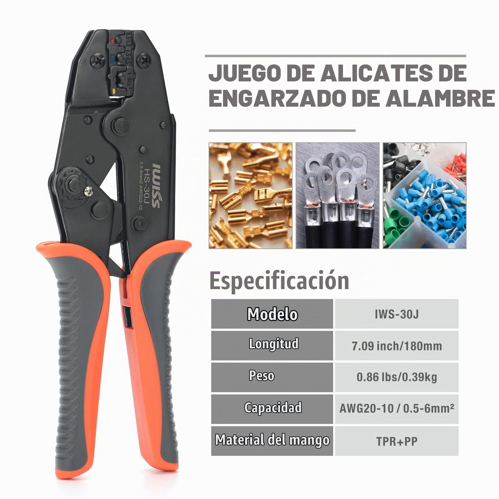IWISS IWS-30J Kit d'outils à sertir Bornes pour différents types avec 5 ensembles avec découpe Avec coupe-fil et coupe-câble 10-35mm²