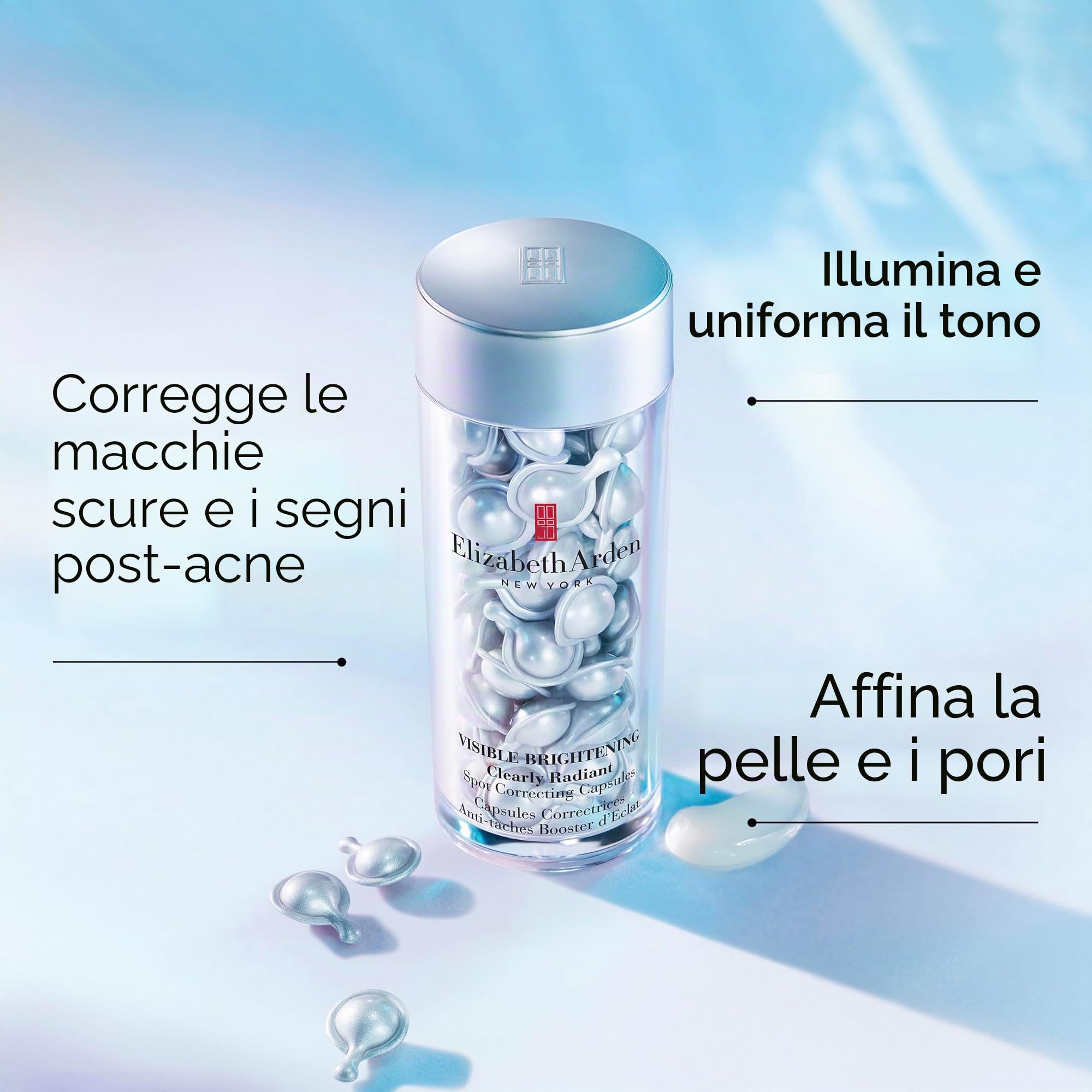 Elizabeth Arden, Visible Brightening Capsule correttive antimacchia Booster di Illuminazione, Serum viso, Skincare anti macchie marroni, Liscia la carnagione