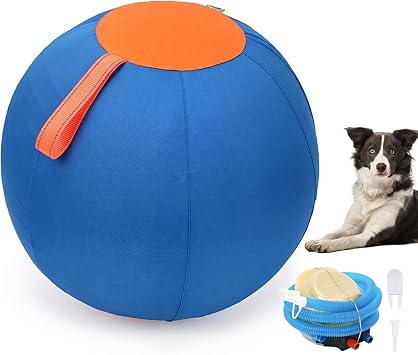 Herding Ball for Dogs Extra-Large Dog Enrichment Toy, Tear-Resistant Anti-Burst Dog Ball with Protective Cover & Air Pump, Scratch-Resistant for Herding Breeds A