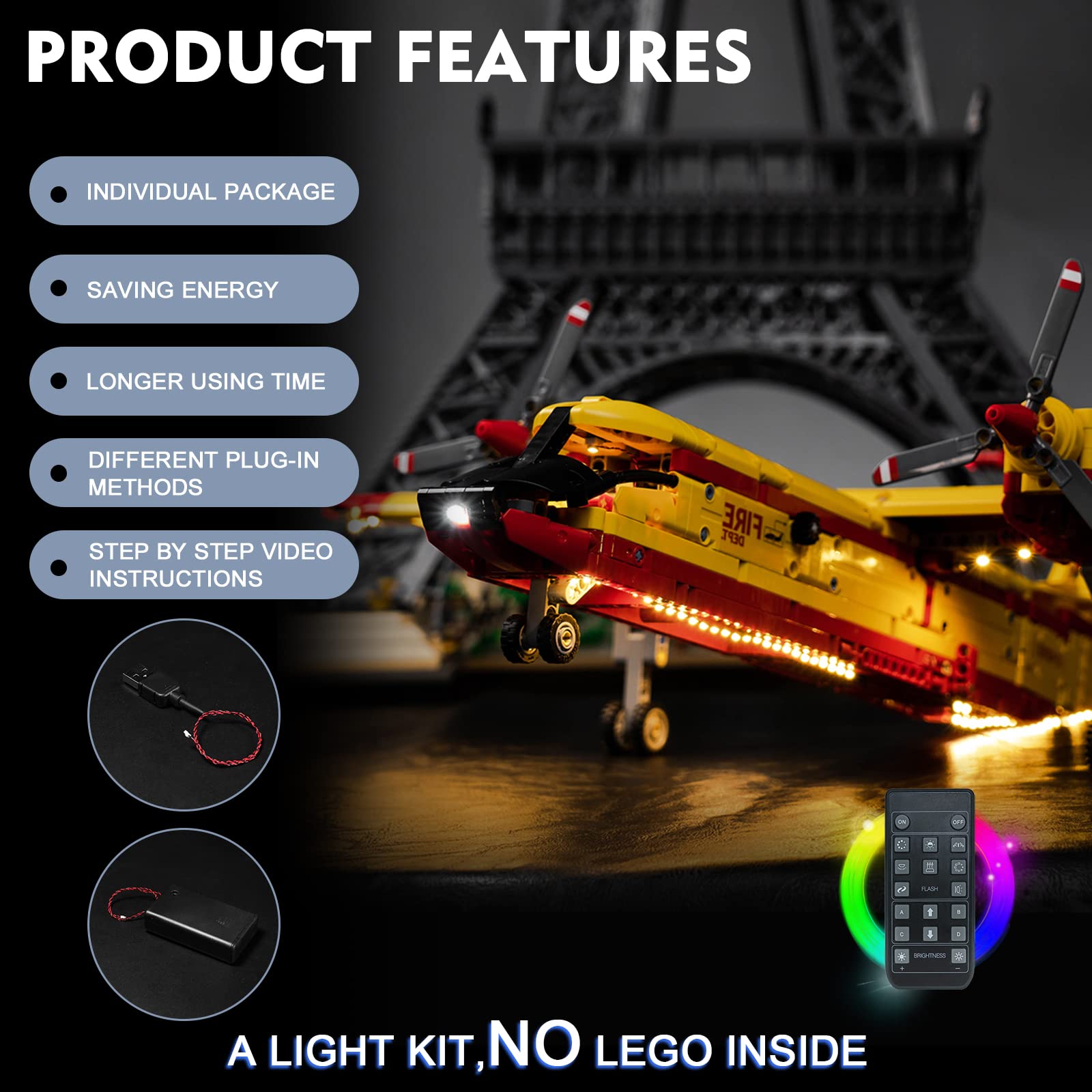 メリット BrickBling LED Light Kit for Lego Technic Firefighter Aircraft