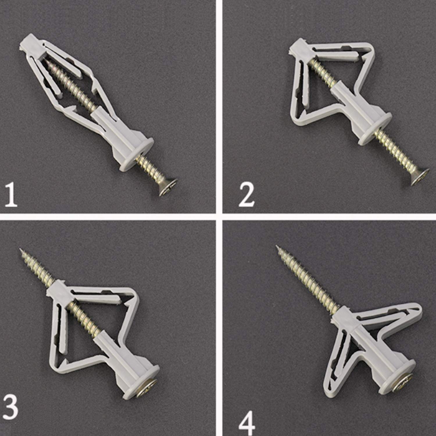 Drywall Anchor kit - Hollow Wall Anchors with Screws ，Wall Anchor，self-Drilling Hollow Wall Anchor, for Drywall，Nylon - Plastic - Buildex，Anchor 30pcs+Screws 30pcs (Grey): Industrial & Scientific