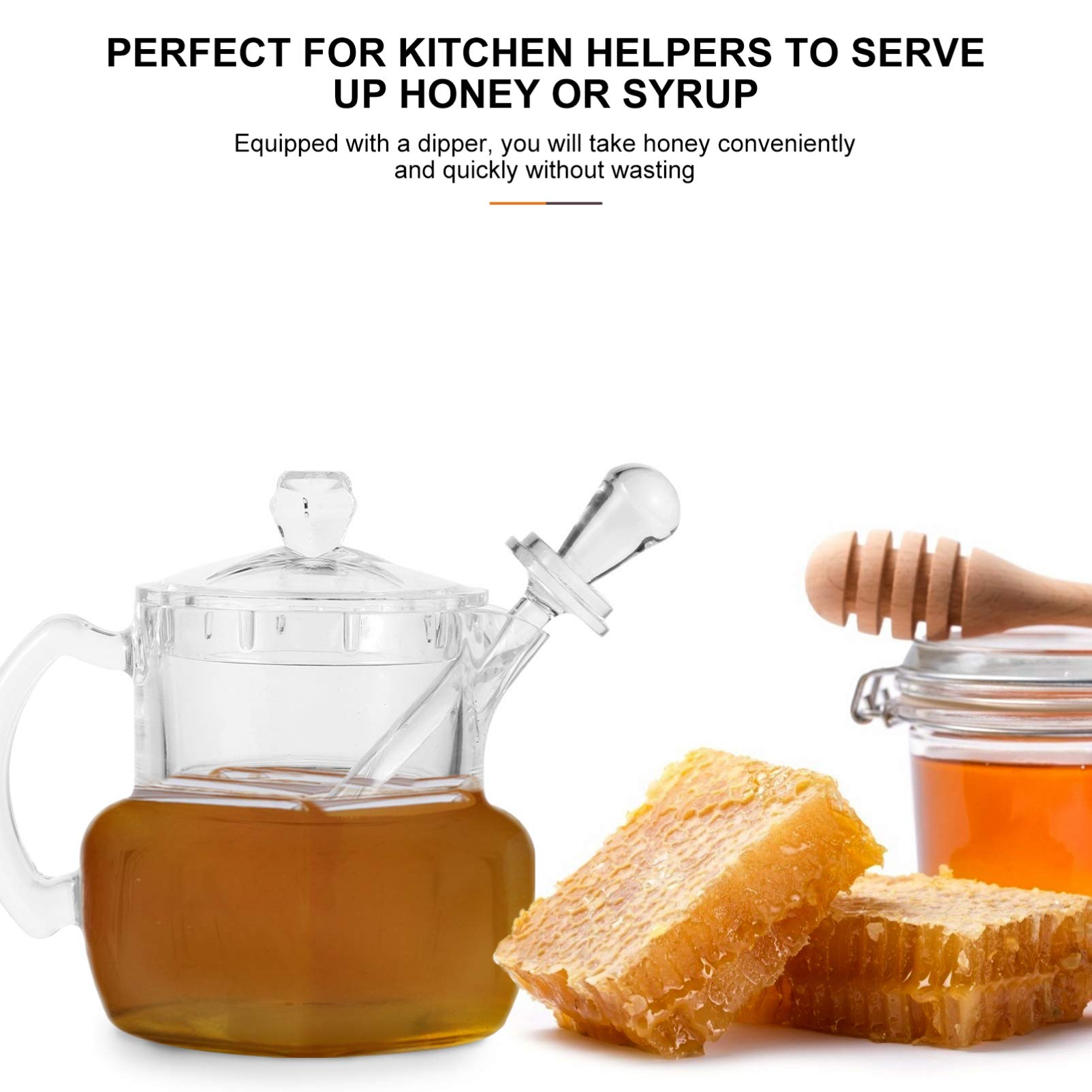 1 Set Honey Pot Kitchen Gadget Syrup Pot with Dipper Syrup Dispenser Honey Jar Honey Container Kitchen Container Syrup Sugar Pot Syrup Storage Pot