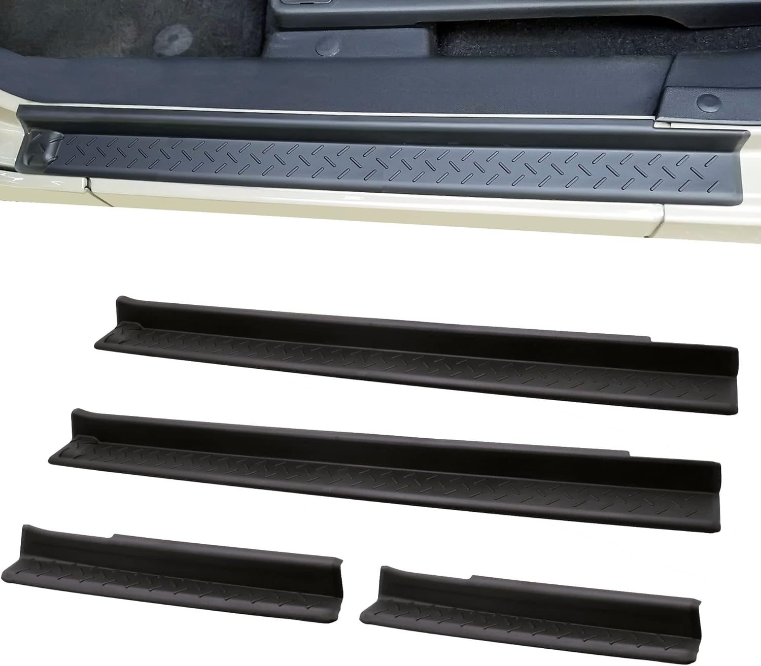 KEWISAUTO Door Sill Guards Protectors for Jeep Wrangler JK Unlimited JKU 2007-2018, Front Rear Door Entry Guards Protectors Scuff Plate Kit for Jeep Wrangler JK 2007-2018 Accessories (4PCS)