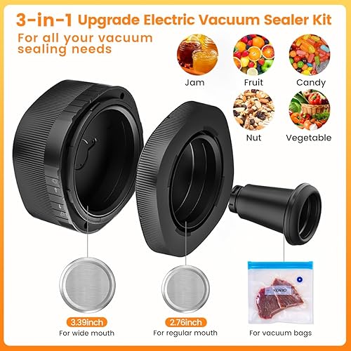 Miniatura 3 de LANJEPMY Sellador al vacío eléctrico de tarros de masón, sellador al vacío 3 en 1 para frascos compatible con bolsa de vacío, kit de sellado al
