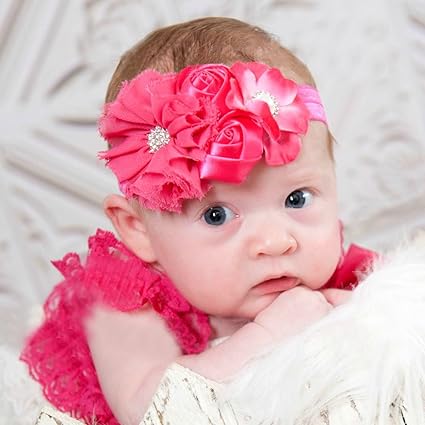 Amazon 新生児 赤ちゃん 大型の花 デザイン 髪飾り ベビー キッズ ベビー ヘアバンドお花柄 レッド ベビー マタニティ ベビー マタニティ 通販