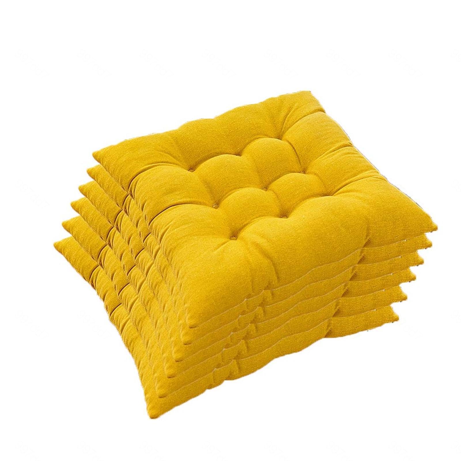 Cojines de terraza gruesos amarillos para sillas duras de exterior pack de 6