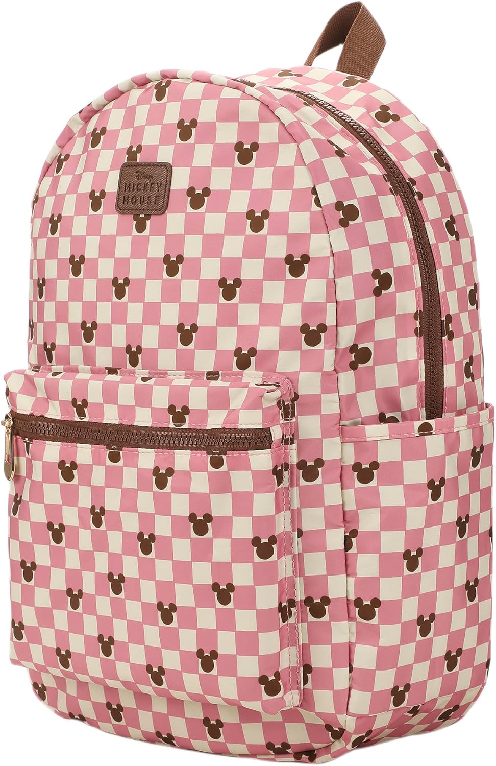 Disney Mickey Mouse Adult Pink Checkered 16.5 Travel Backpack