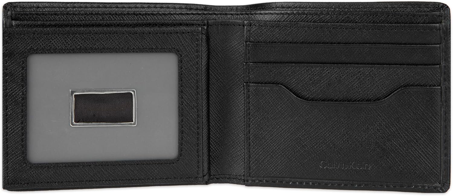 Calvin Klein Men's RFID Leather Minimalist Bifold Wallet with Multiple Card Slots and ID Window - Image 4