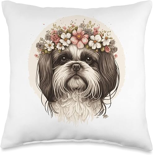 More Cute Dog Lover & Spring Flower Designs Linda almohada Shih Tzu con corona de flores para mascotas, raza de perro, cachorro, 16 x 16 pulgadas, More Cute Dog Lover & Spring Flower Designs Linda almohada Shih Tzu con corona de flores para mascotas, raza de perro, cachorro, 16 x 16 pulgadas,