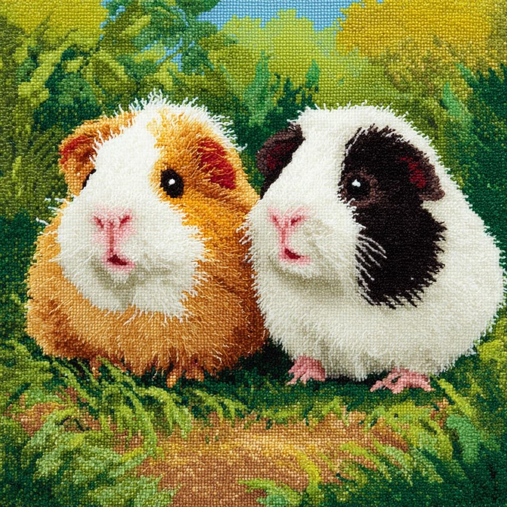 Taxpy Latch Hook Kits, Animal Guinea Pig Pillow DIY Rug Crochet Hook Cushion Making Kits Preprinted Pattern Canvas Handmade Rug Pillow Hooking Kit 43x43cm