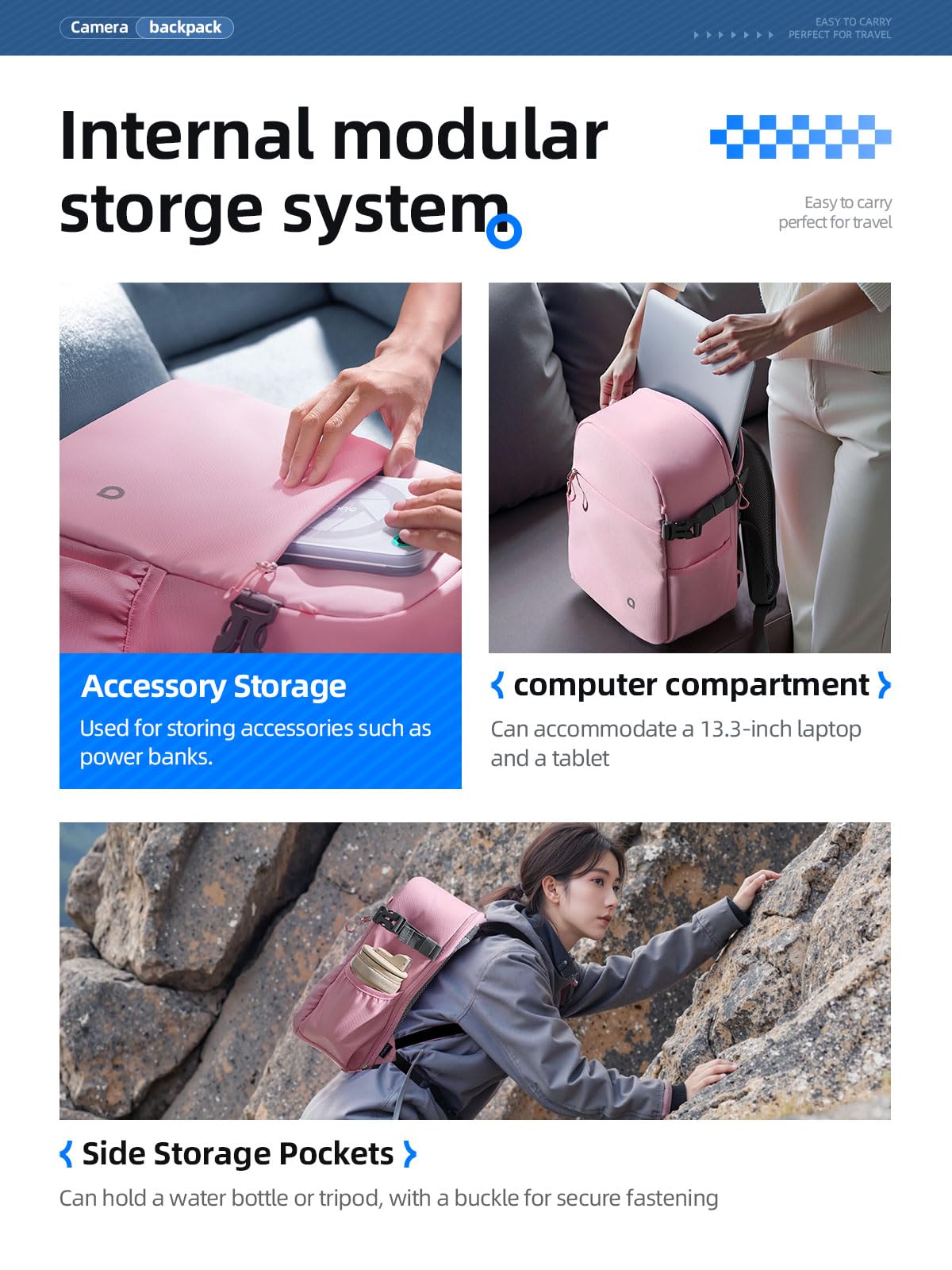 llano Kamerarucksack für DSLR/SLR/Spiegellose Kameras – Wasserabweisender Fotorucksack mit Laptopfach & Stativhalterung, Kompakte Tasche Reisen & Outdoor