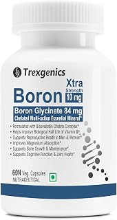 Trexgenics Boron 10 mg XTRA STRENGTH from Boron Glycinate Multi-action Mineral, Bone, Cognitive Function, Reproductive & J... Price In India