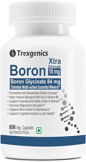 Trexgenics Boron 10 mg XTRA STRENGTH from Boron Glycinate Multi-action Mineral, Bone, Cognitive Function, Reproductive &amp; J...