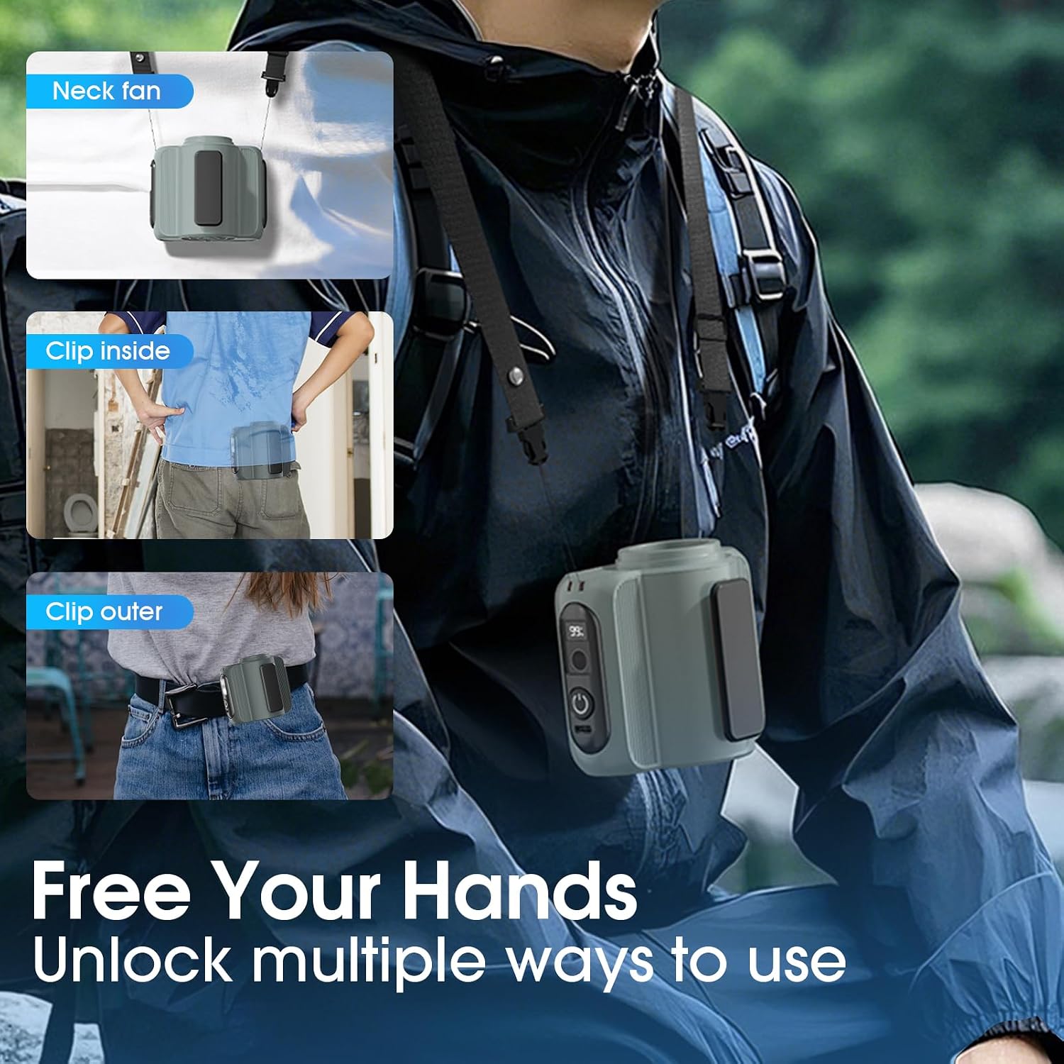 Portable Waist Fan, Wearable Belt Personal Fan with 100 Levels Speeds, 5000mAh Rechargeable, Hands-Free Hanging Neck Fans for Outdoor, Traveling
