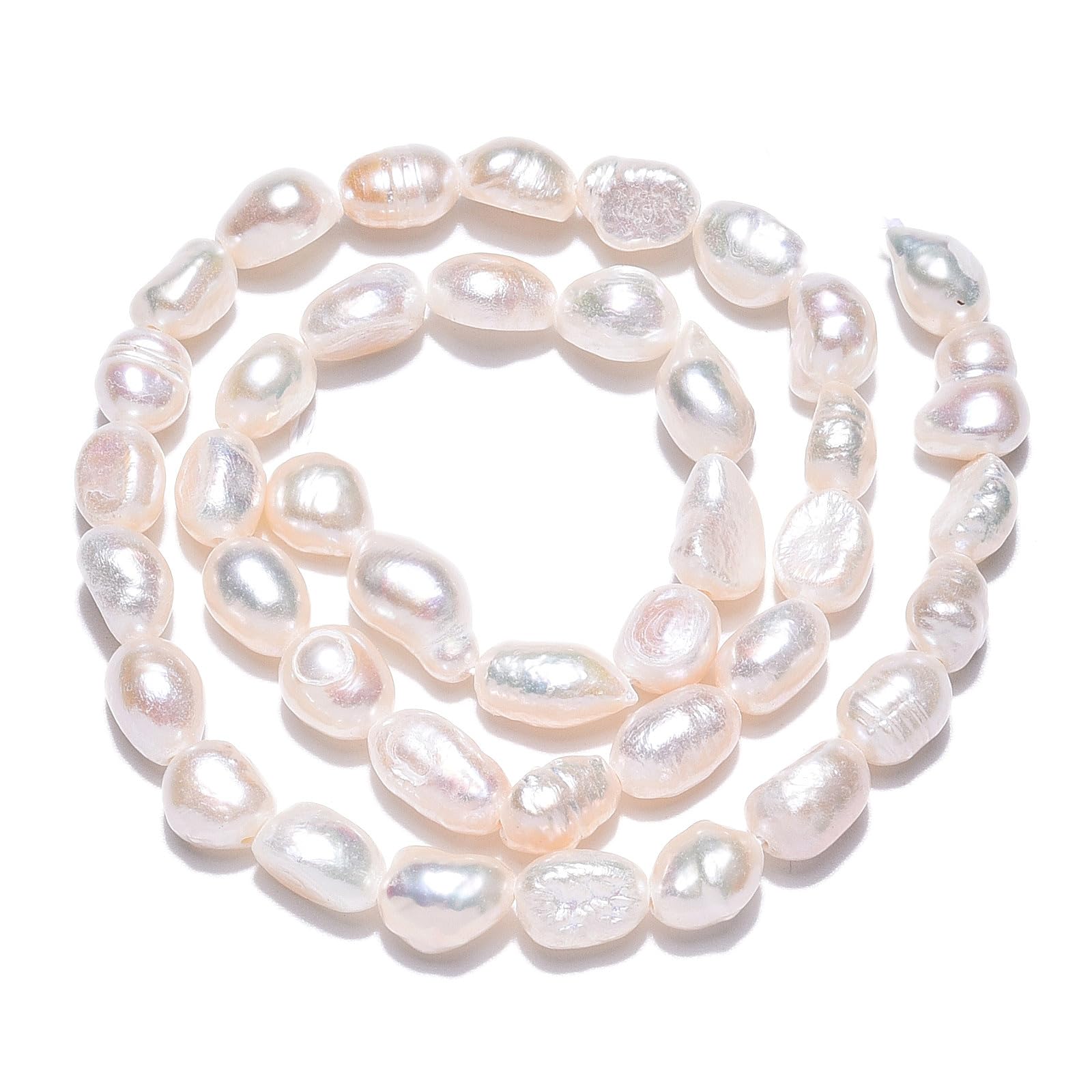 Beadthoven 2Strands Natural Cultured Freshwater Pearl Beads Seashell Color Rice Baroque Pearls Keshi Pearl Beads for Craft Jewelry Making Hole: 0.7mm - Image 4