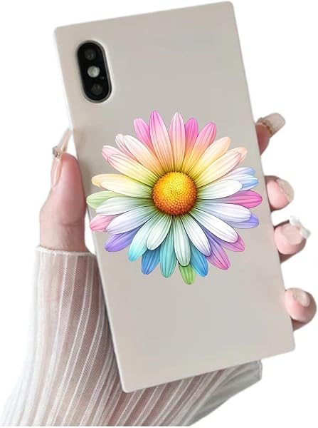 x9 Colourful Daisy Flower Vinyl Sticker, Floral Decal Cover up Marks, Multi-Purpose Ideal for Bin, Car, Laptop, Bike, Wall, Dustbin. Camper Van & More. Weatherproof & Vibrant. (Colourful Daisy) - 3