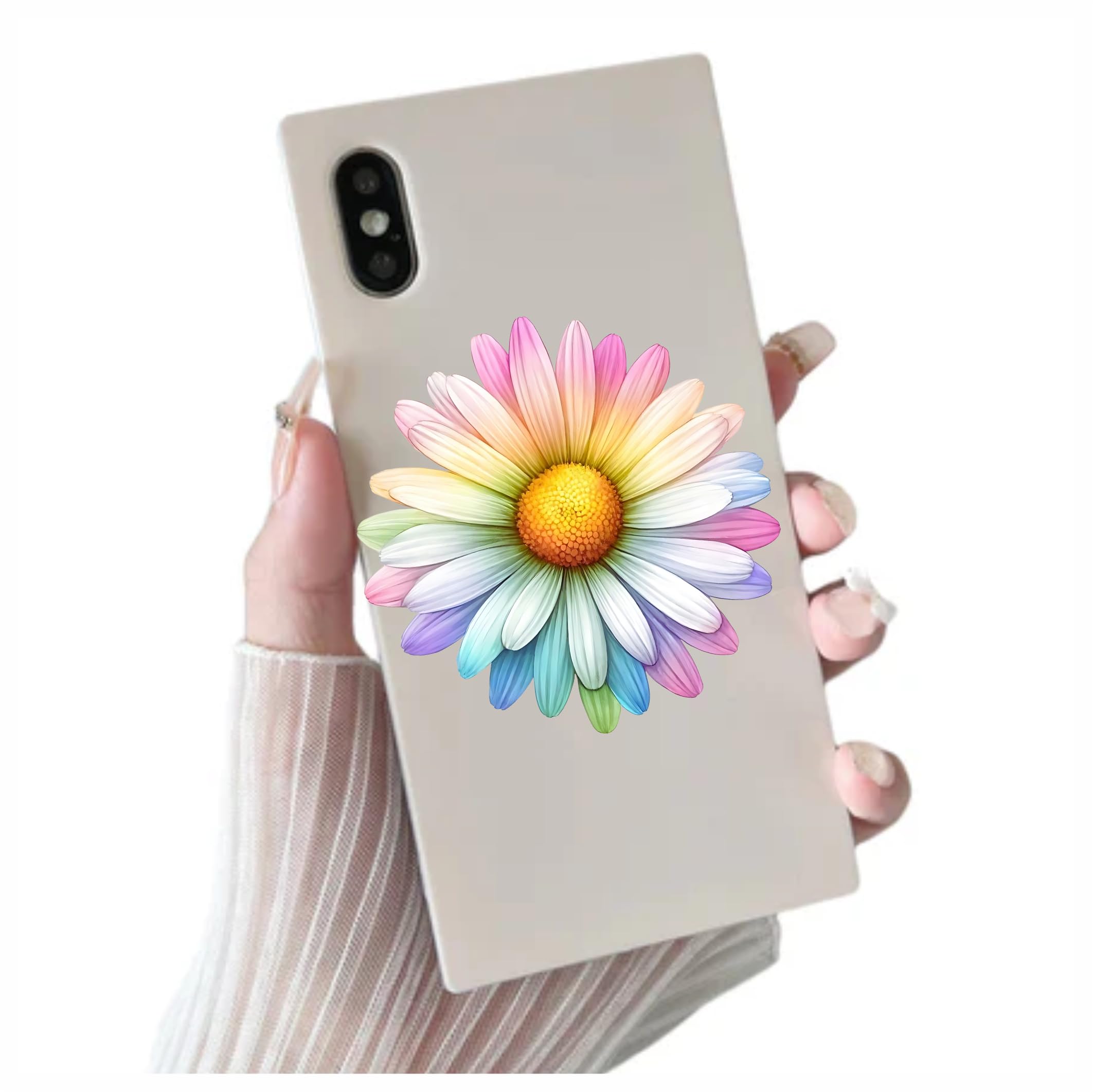 x9 Colourful Daisy Flower Vinyl Sticker, Floral Decal Cover up Marks, Multi-Purpose Ideal for Bin, Car, Laptop, Bike, Wall, Dustbin. Camper Van & More. Weatherproof & Vibrant. (Colourful Daisy) — view 3