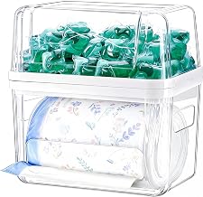 3 in 1 Laundry and Bathroom Detergent Powder Container for Detergent Capsules and Sheets and Waste Bags, Box with Lid Airtight Dispenser Plastic Reusable – Transparent