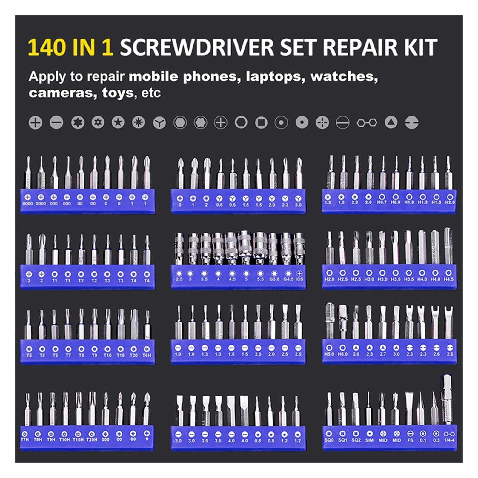 Set di cacciaviti di precisione Punte per cacciavite Punte per cacciavite esagonali magnetiche Kit di Strumenti per la Riparazione di componenti elettronici