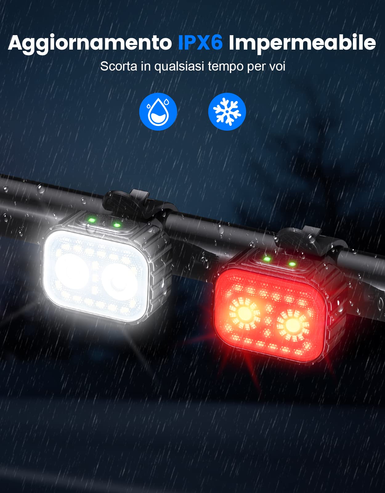 Mohard 2026 Luci Bicicletta LED, 8+12 Modalità USB Ricaricabili Luci Bici Anteriore/Posteriore Aperto Ciclismo, Impermeabile IPX6 MTB/Corsa Luci Avviso e di Emergenza, 58Ore Durata Strap Elastica