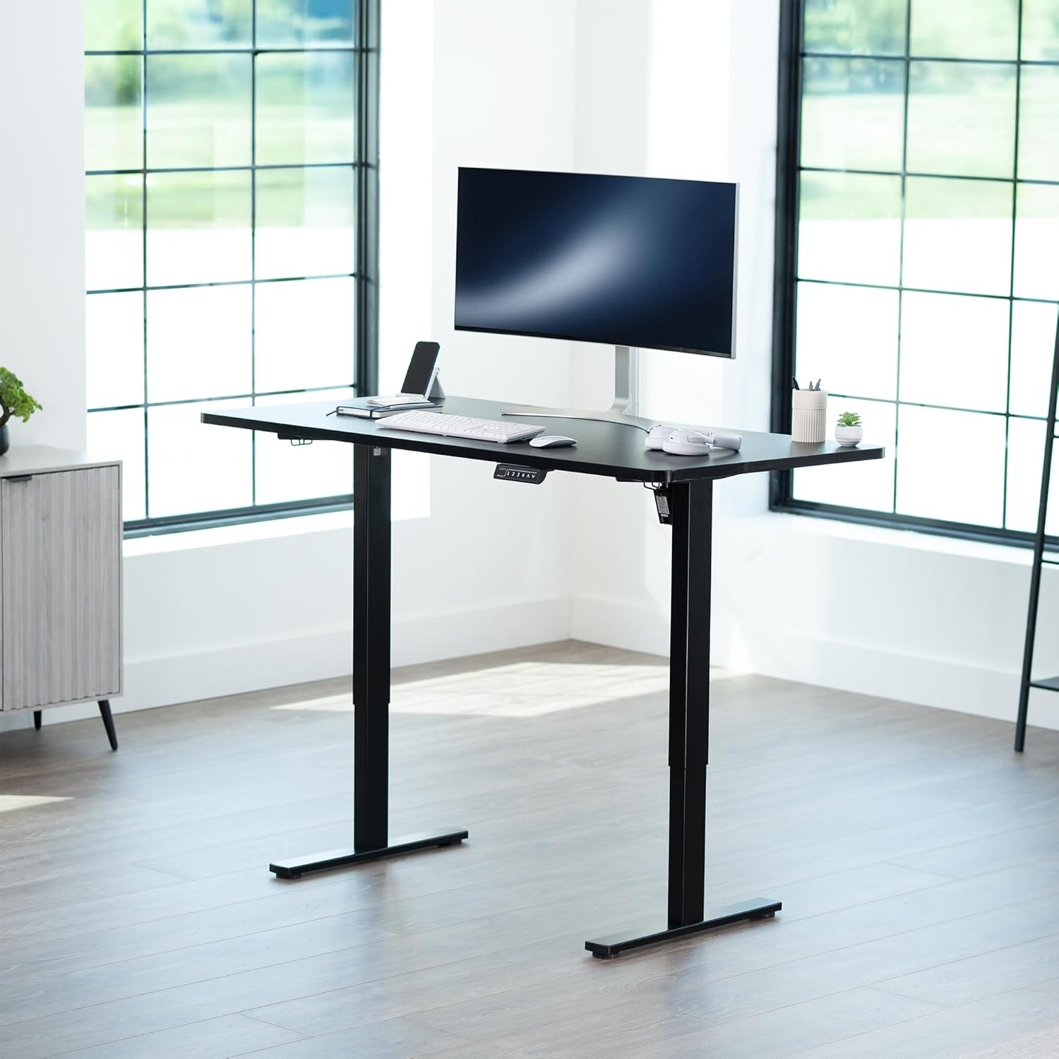 VIVO Black 60 x 24 inch Universal Solid One-Piece Table Top for Standard and Sit to Stand Height Adjustable Home and Office Desk Frames, DESK-TOP60B