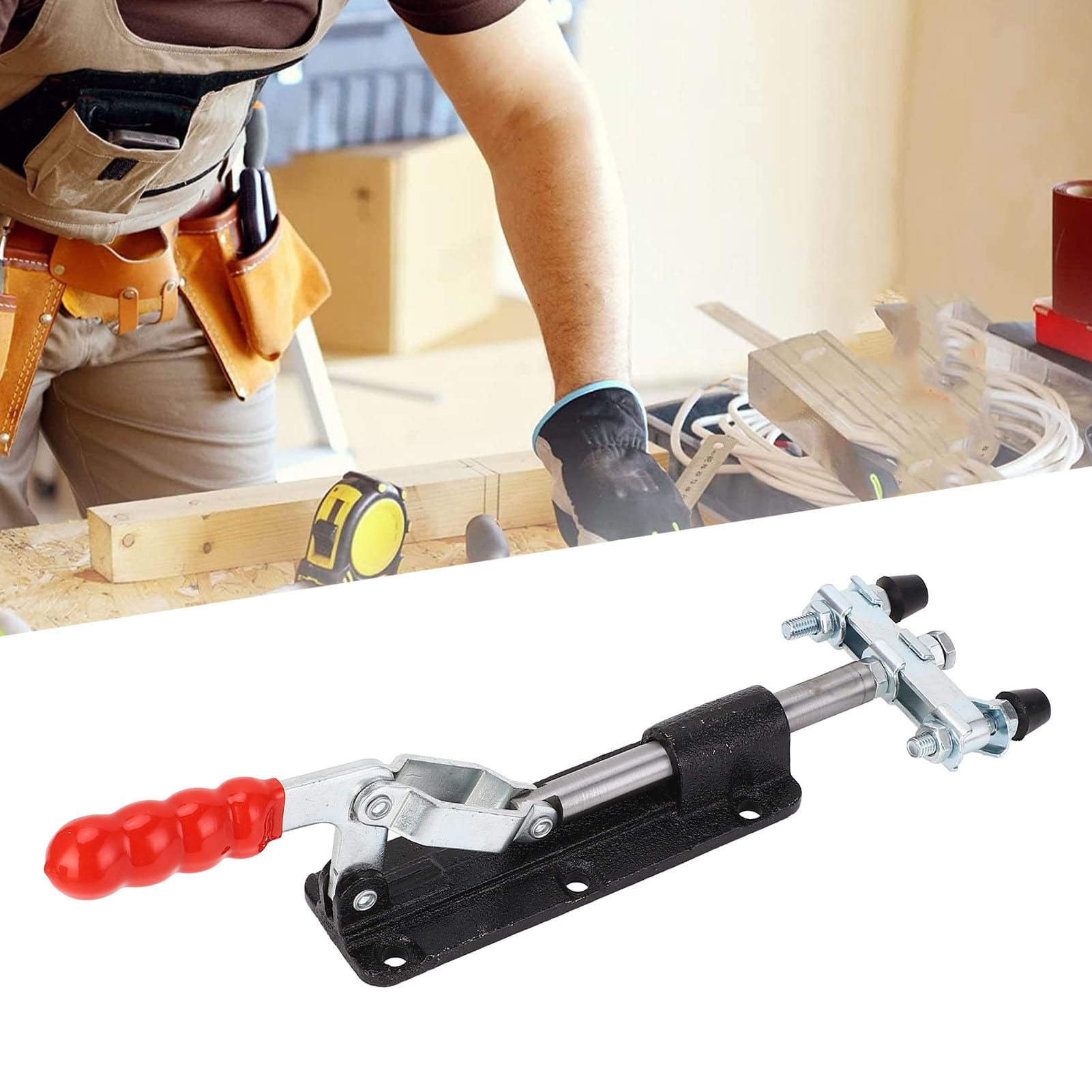 Morsetto a ginocchiera per carichi pesanti, Forza di serraggio 350 kg, Sgancio rapido, Pressione regolabile, Impugnatura ergonomica, Acciaio al carbonio zincato per