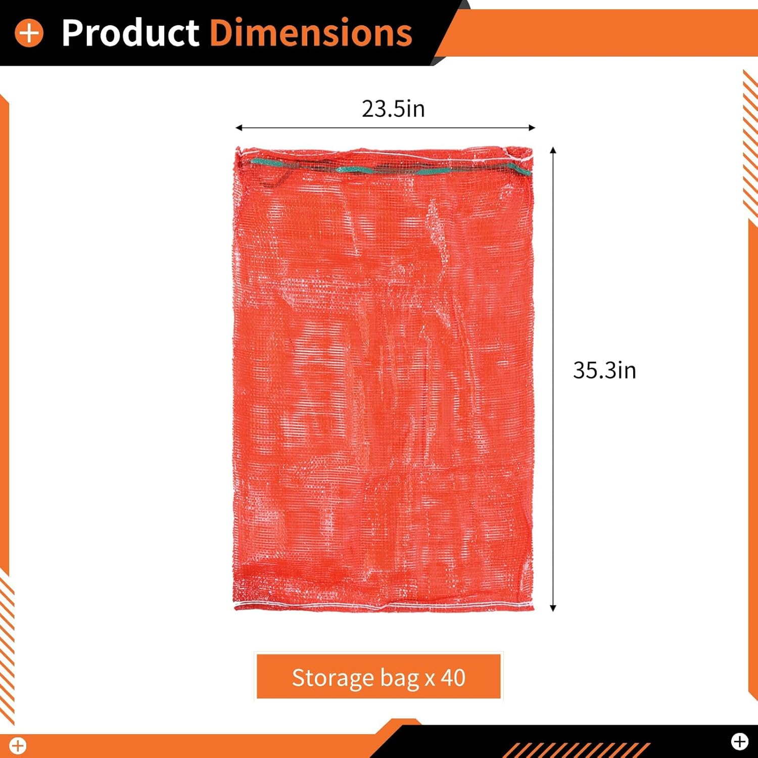 Produce Vegetable Storage Bags, Reusable Extra Large Sacks for Potato Onion Citrus Fruit, 40 Pcs Mesh, Garden Produce 35.3 X 23.5 Inches