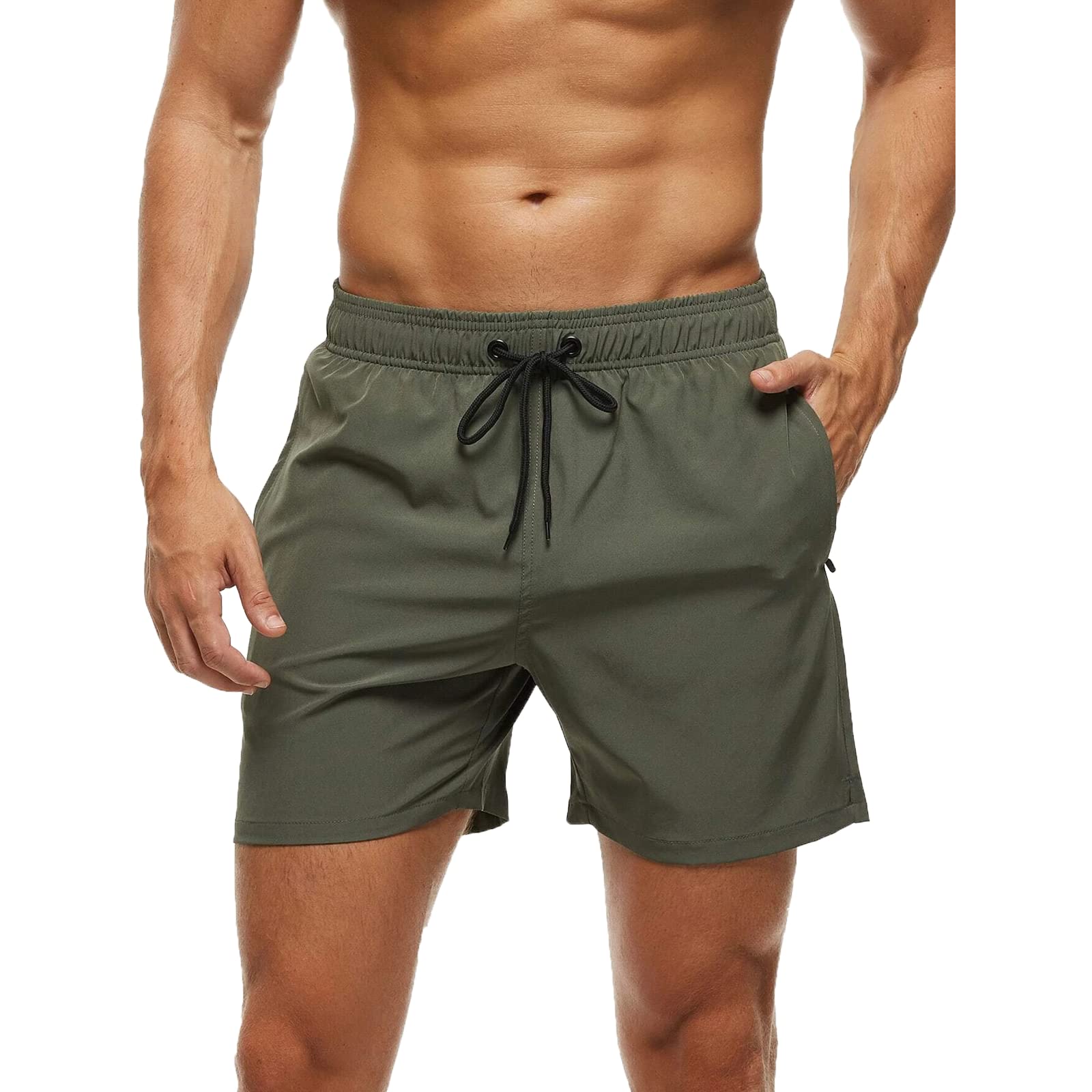 Aisprts Badehose Herren, Badeshorts mit Reißverschlusstaschen für Herren Schnell Trocknende Wasserabweisend Herren Badehose mit Tunnelzug Meshfutter Schwimmhose Männer