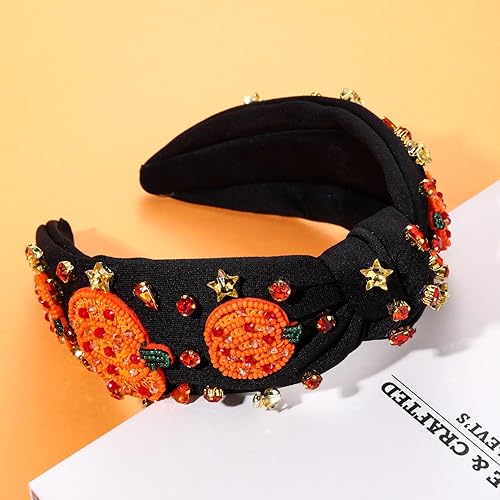 Miniatura 10 de NVENF Diadema de Acción de Gracias para mujer, con cuentas de pavo, accesorios de otoño, diadema con perlas y diamantes de imitación, diadema