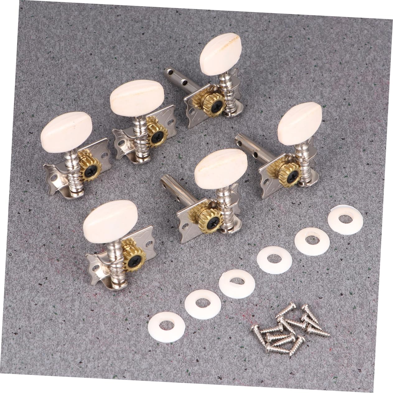 Yardwe 6Pcs Guitar Tuning Pegs Retro Acoustic Guitar Knobs with Elegant Gear Design for Guitar and Ukulele Durable Replacement Tuning Keys Silver Finish