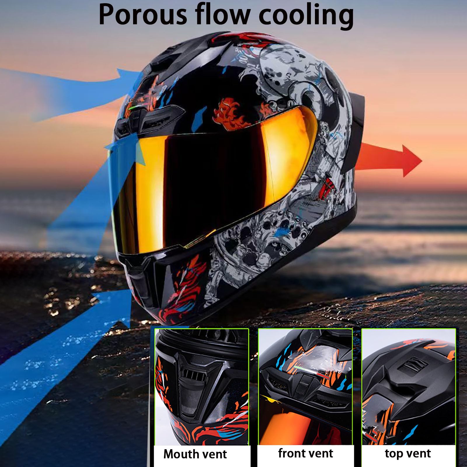 Modułowy kask motocyklowy, dopuszczony do użytku przez ECE, kask szczękowy z wbudowanym kaskiem pełnotwarzowym, dla dorosłych mężczyzn i kobiet, podwójny wizjer, kask wyścigowy