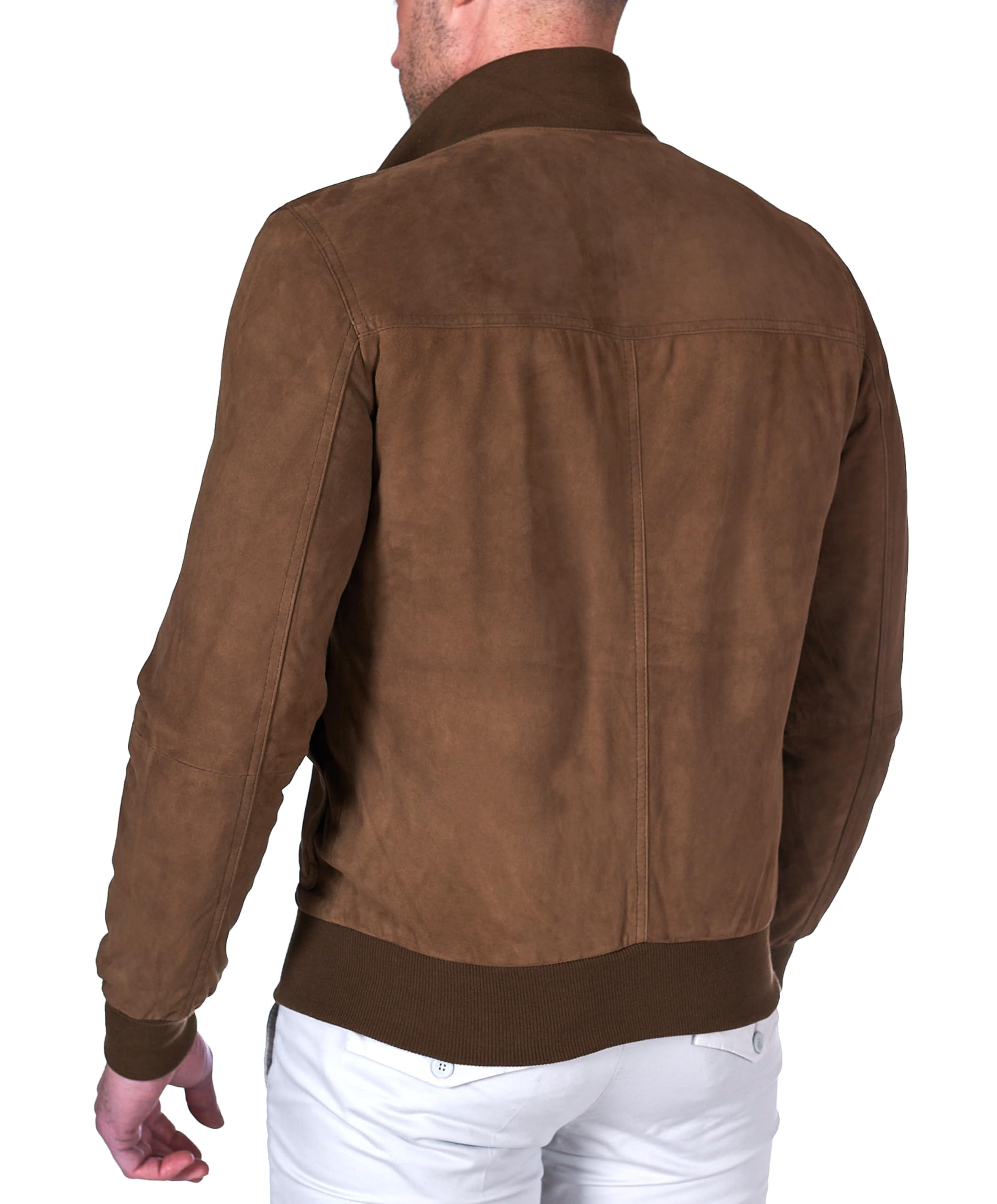 D'Arienzo Bomber in Pelle Uomo Beige Renna Giubbino Vera Pelle Alex Bottoni