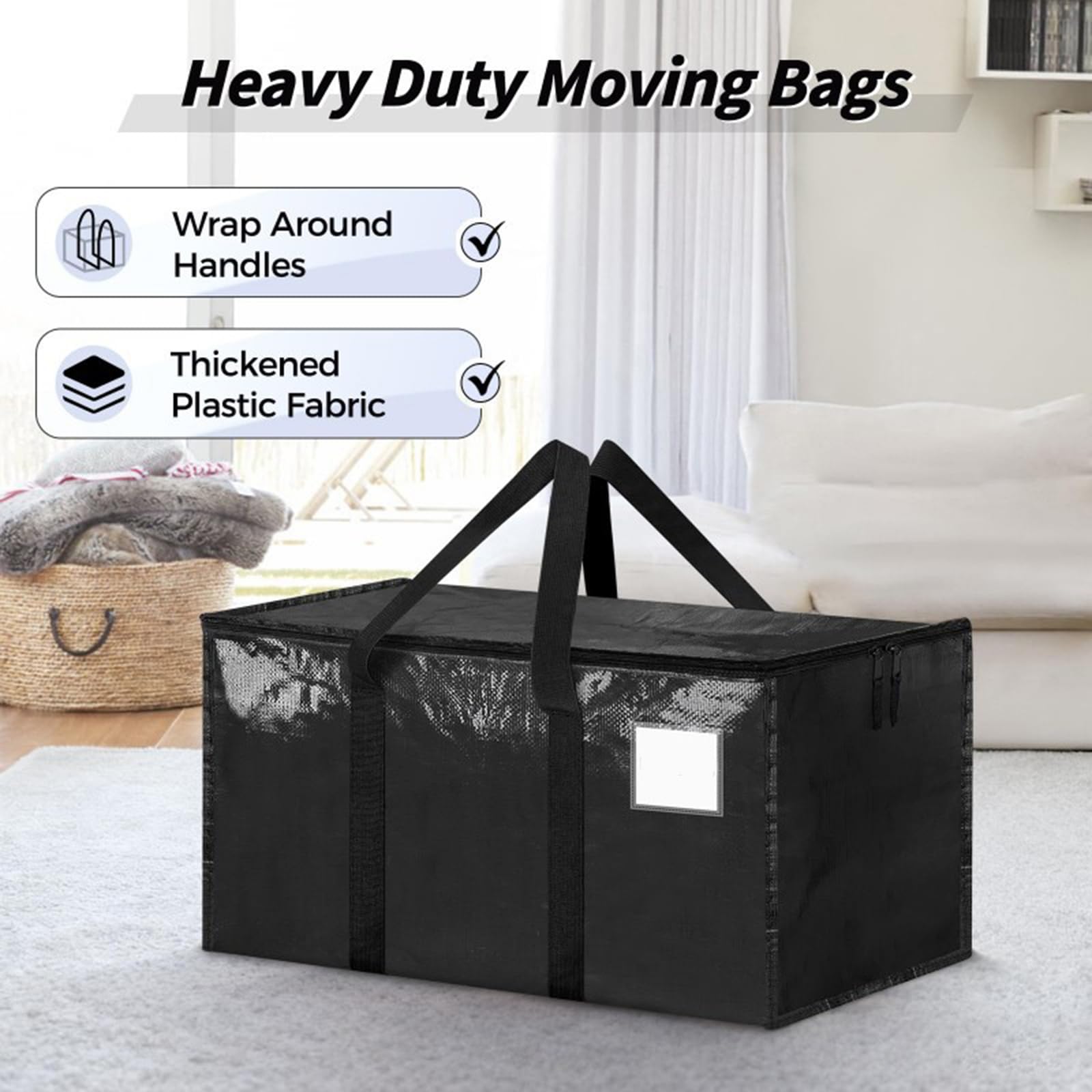 Umzugs-Aufbewahrungstaschen, Polypropylen, gewebt, faltbar, für Kleidung, Decke, Verschluss für Zuhause, Wohnheim, Verpackung