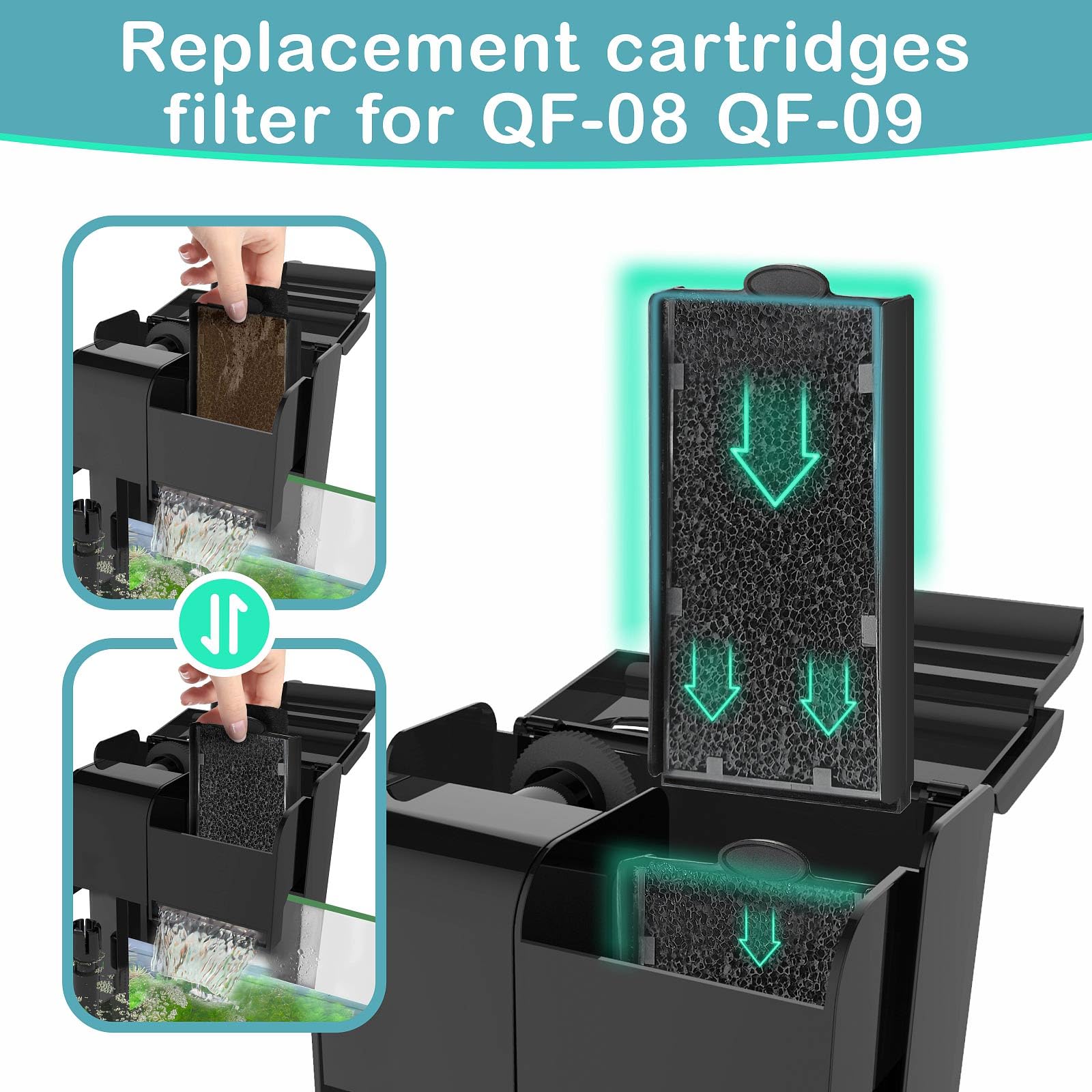 8 cartuchos de filtro de repuesto para filtro de acuario QF-08 QF-09