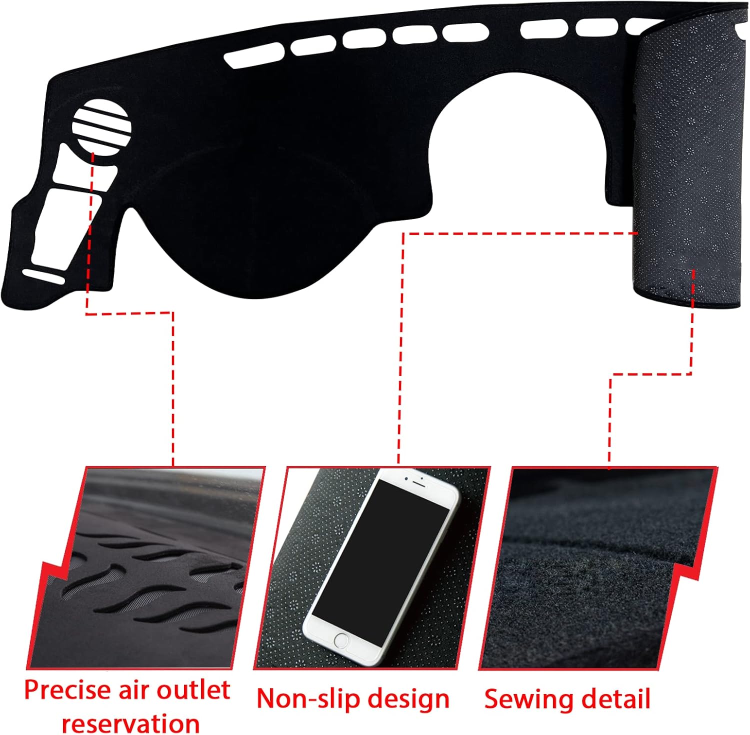 Dashboard Dash Board Cover Mat Pad Carpet Non-Slip Custom Compatible with Kia Soul 2010 2011 2012 2013 Protector Sunshield (Black Trim)