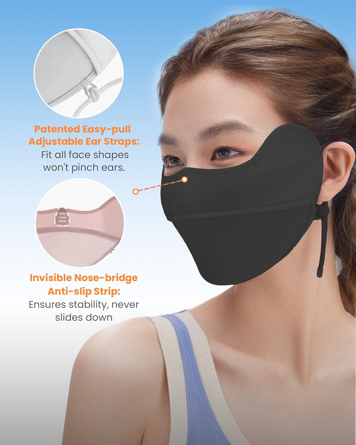 BENEUNDER UV Sun Protection Face Cover/Neck Gaiter Scarf UPF50+ Breathable Cooling for Summer Outdoor Activities Reusable - Image 3