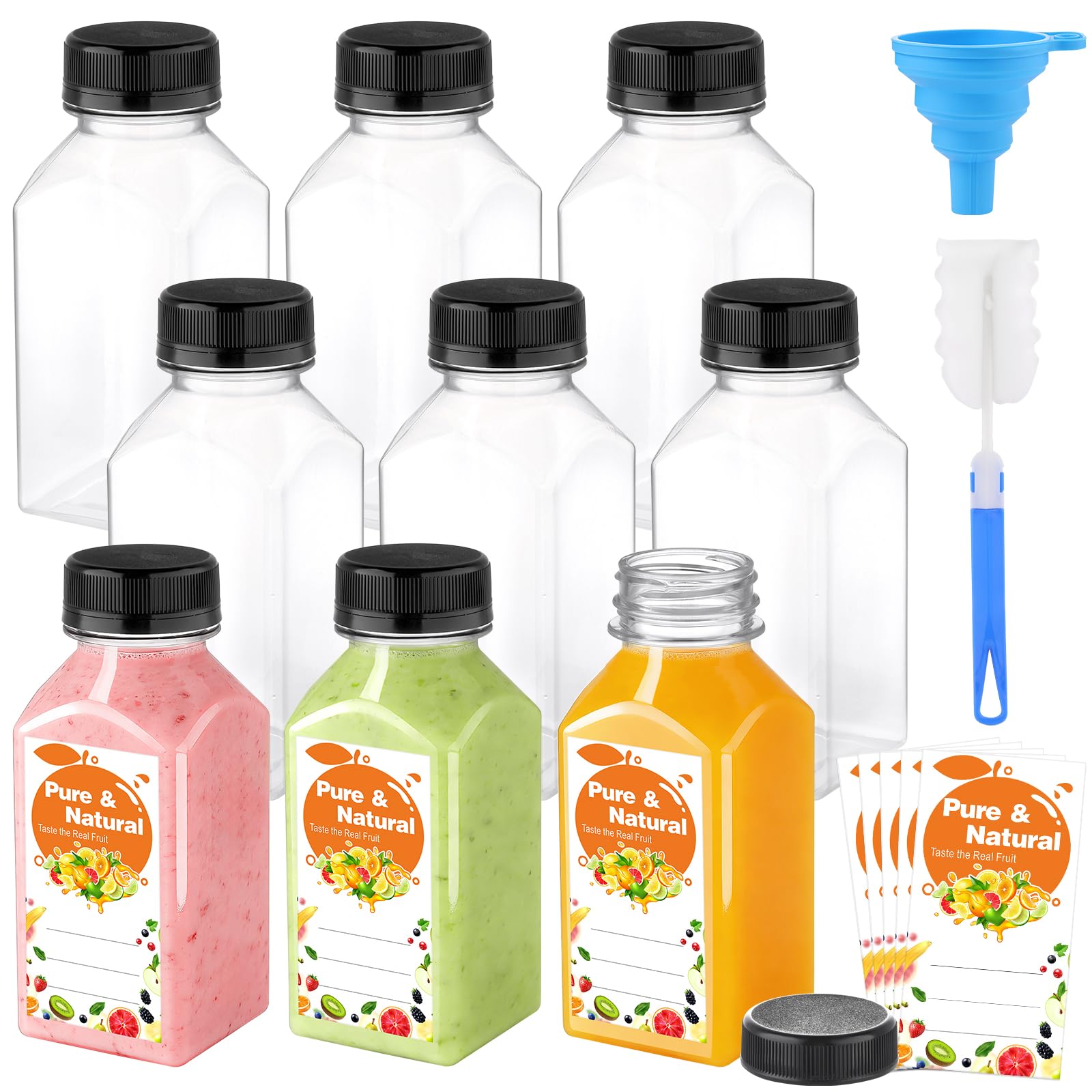Photo 1 of Exsmile 8oz Plastic Juice Bottles with Lids (36 Pack)