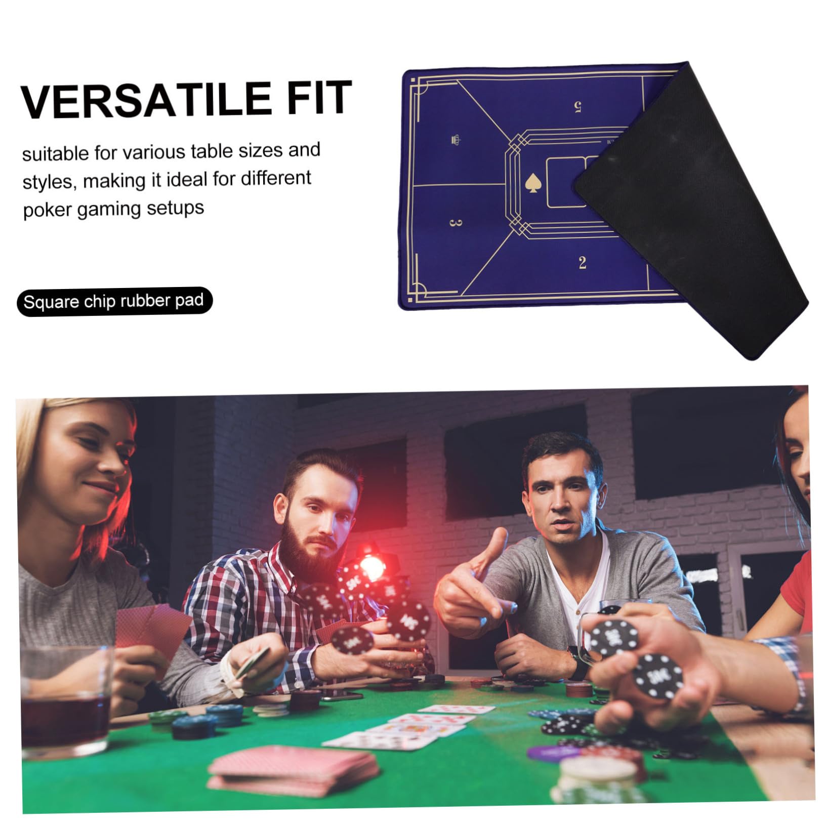 VICASKY Pokerpad Pokerspielmatte aus Kunstharz und Gummi Leicht zu Reinigen Vielseitig Passend für Pokerabende und Heimunterhaltung Farbe Blau