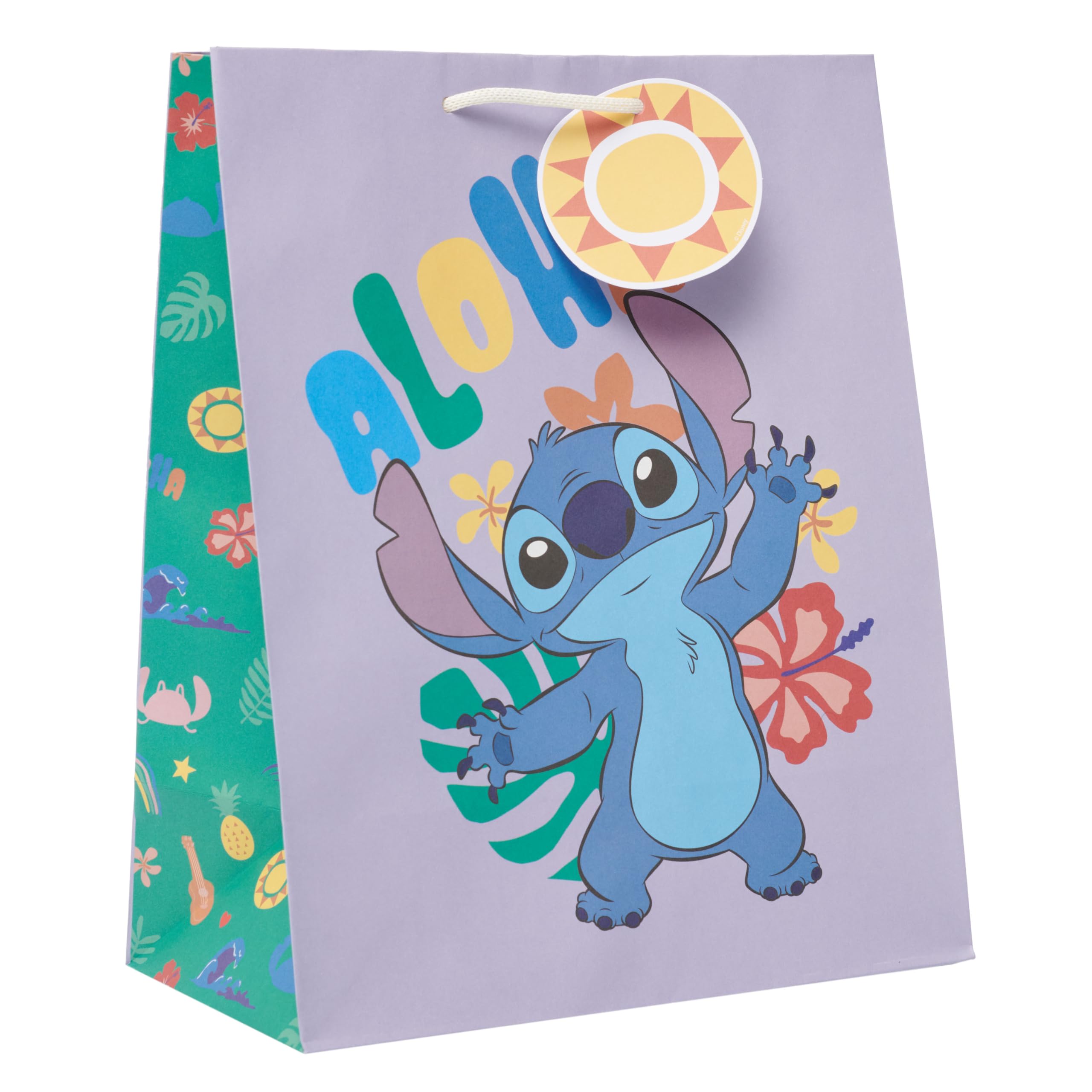UK Greetings | Disney Stitch Large Gift Bag | Purple Design | With Envelope