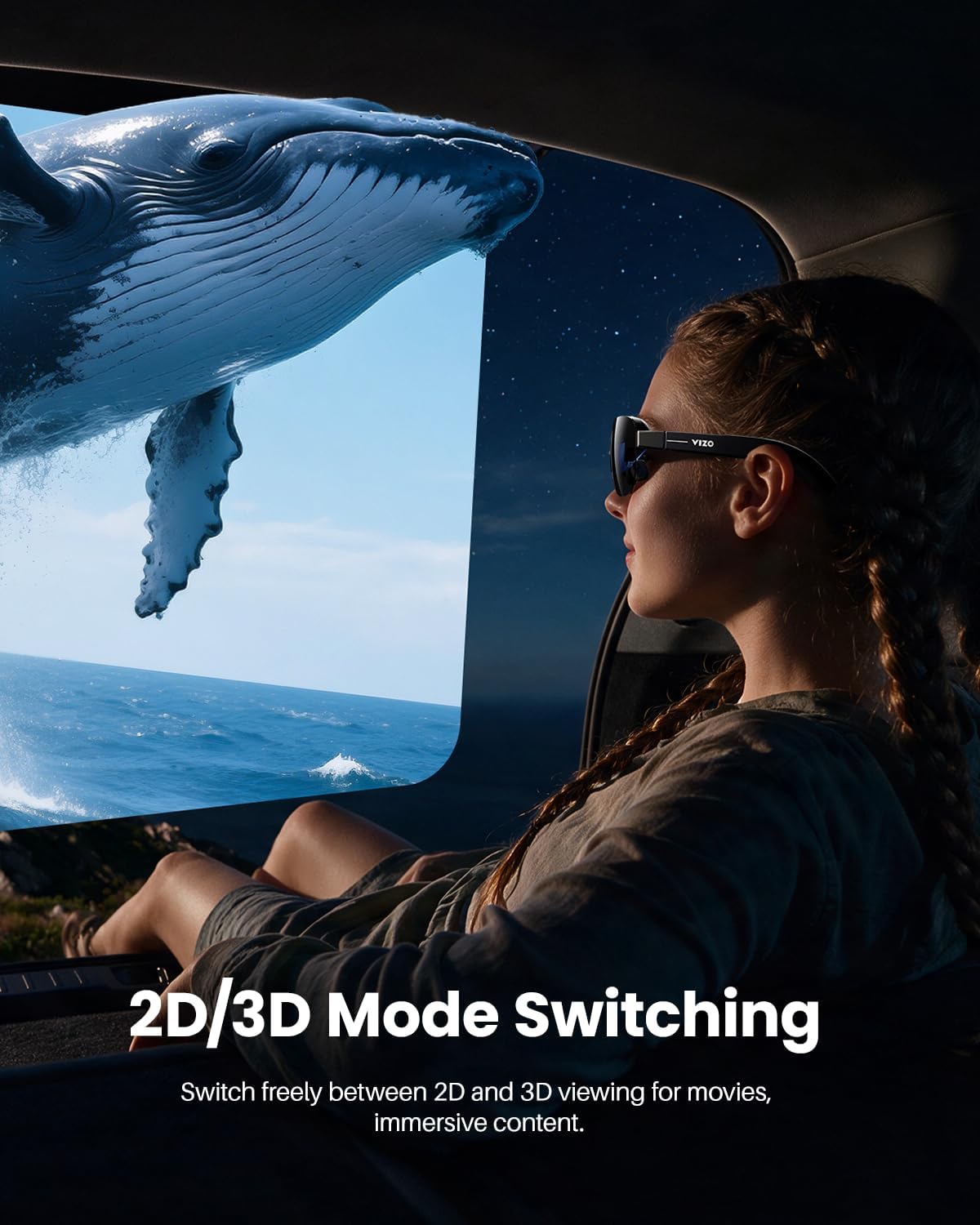 TOZO VIZO Z1 AR Glasses 160" Virtual Screen, 1800 Nits, 120Hz Micro-OLED