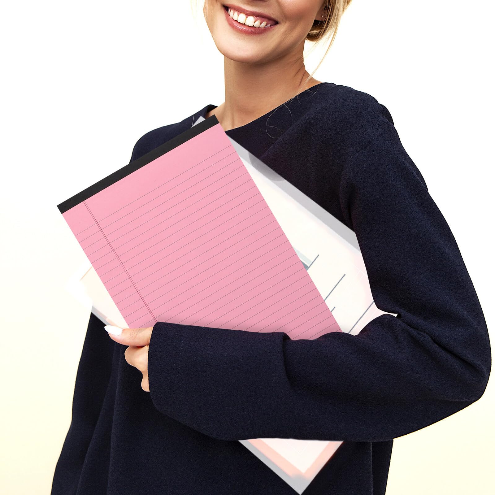 SOIMISS 4 Stück-Pack A4-notizblöcke Rosa Liniert mit Abreißbarer Funktion und Nachfüllbarem Papier Horizontal mit Geteilten Spalten für Studium und Zuhause